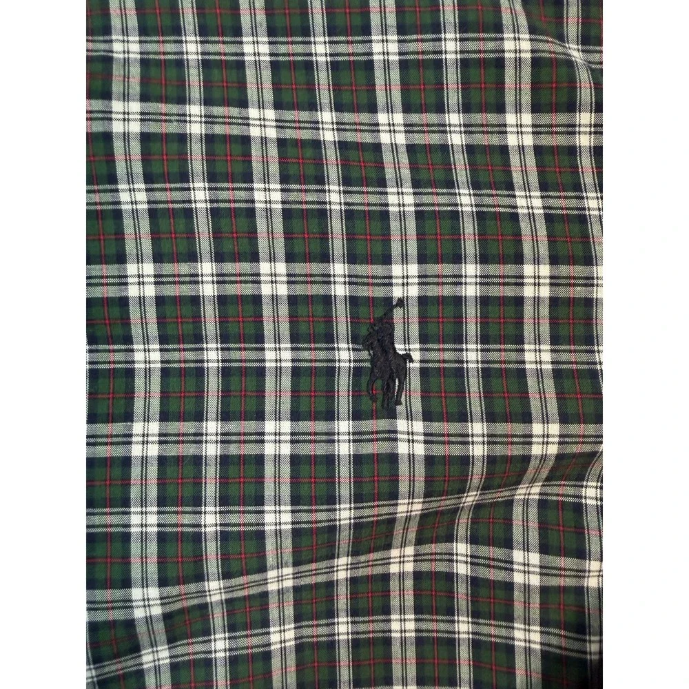 Ralph Lauren Kids Green Plaid Button Down Shirt Size L 14-16‎ Long Sleeve Cotton